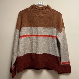 brown red striped sweater M